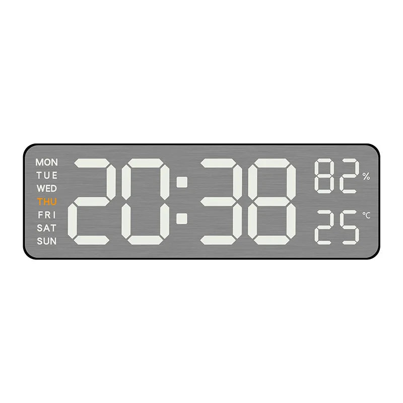 USB Powered Large Digital Wall Clock 9 Inch Temperature Humidity Week Auto Dimmer Table Clock Electronic LED Alarm Clock 12/24H