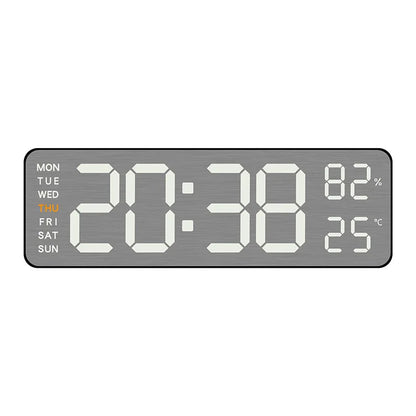 USB Powered Large Digital Wall Clock 9 Inch Temperature Humidity Week Auto Dimmer Table Clock Electronic LED Alarm Clock 12/24H