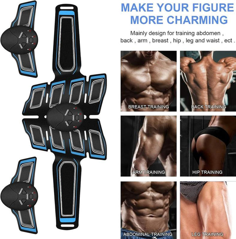 Joinpital ABS Stimulator Workout Equipment, Ab Machine USB Rechargeable Gear for Abdomen/Arm/Leg, Strength Training Equipment for Men and Women（Blue）