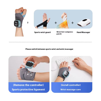 Electric Heating Wrist Massager 5 Levels Hot Compress 3 Levels Vibration Massage Wrist Guard Band Carpal Tunnel
