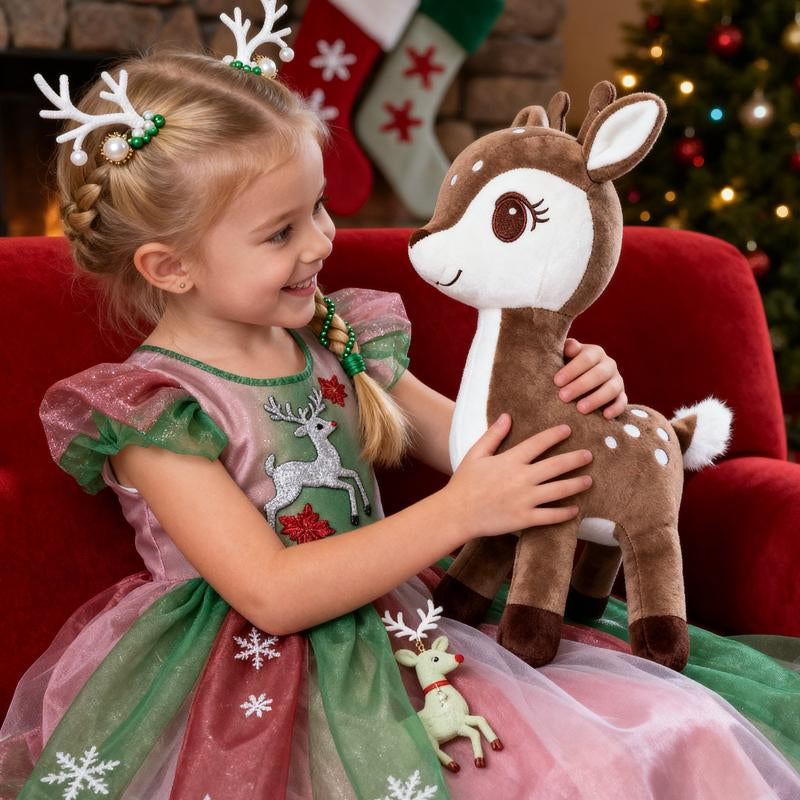 Sika Deer Doll Stuffed Animal Toys Plush Christmas Deer Christmas Decoration Christmas Toy Brawn 12"