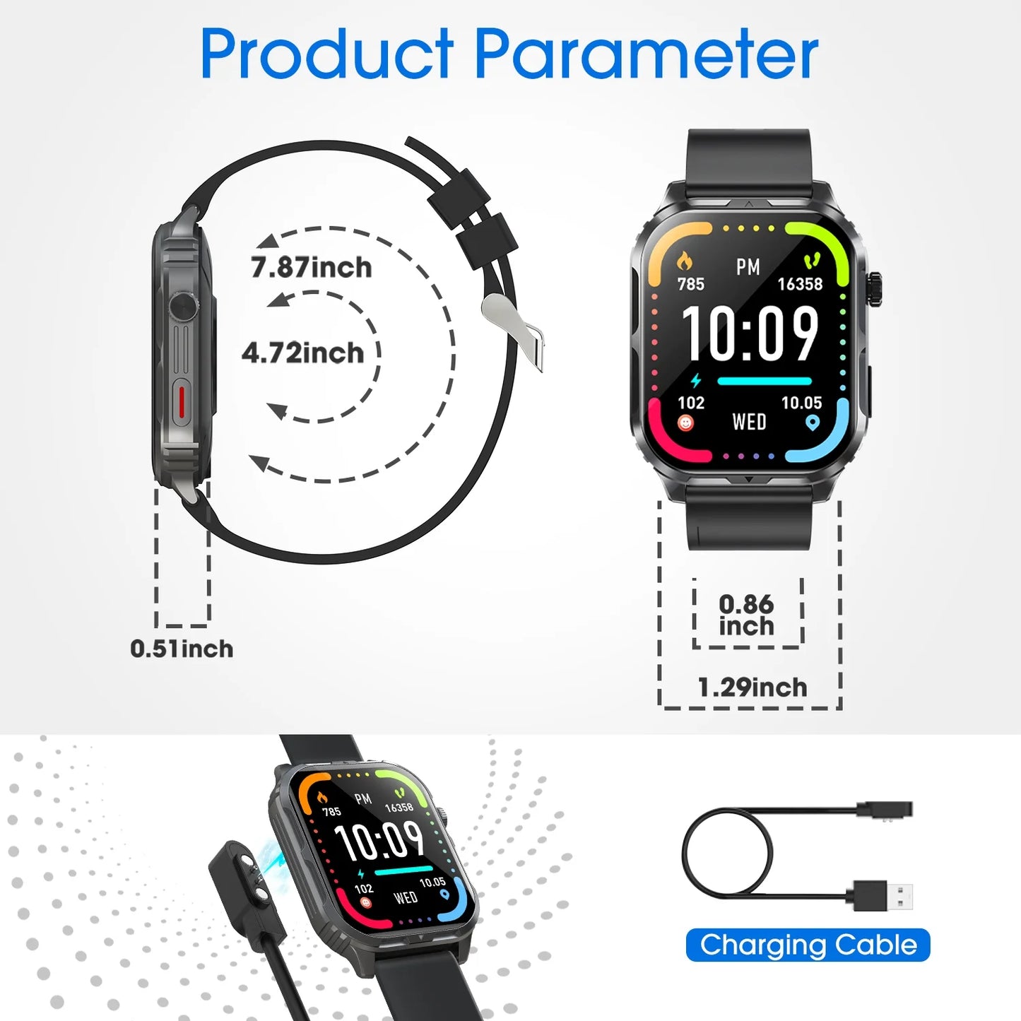 Smart Watch , H5 IP68 Waterproof Smartwatch for Women Men , Smart Watch with Bluetooth Call, Answer Make Calls , Black