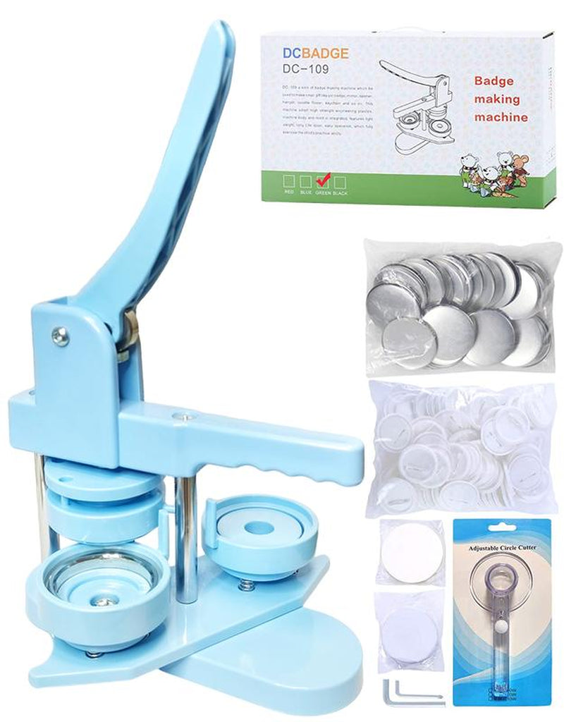 DCBADGE Button Maker Machine, (3Rd Gen) Installation-Free DIY Pin Button Maker, 58Mm(2.25 In)Button Badge Maker Press Machine Kit with Free 100Pcs Button Parts&Circle Cutter&Wrench Gadget