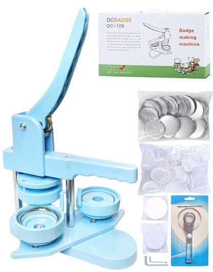 DCBADGE Button Maker Machine, (3Rd Gen) Installation-Free DIY Pin Button Maker, 58Mm(2.25 In)Button Badge Maker Press Machine Kit with Free 100Pcs Button Parts&Circle Cutter&Wrench Gadget