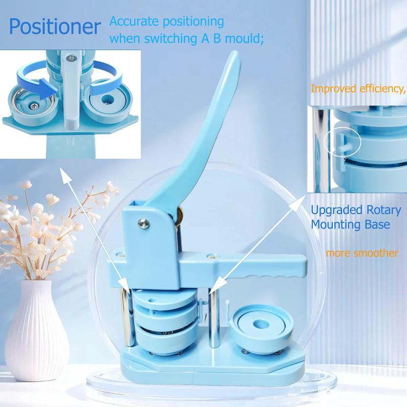 DCBADGE Button Maker Machine, (3Rd Gen) Installation-Free DIY Pin Button Maker, 58Mm(2.25 In)Button Badge Maker Press Machine Kit with Free 100Pcs Button Parts&Circle Cutter&Wrench Gadget