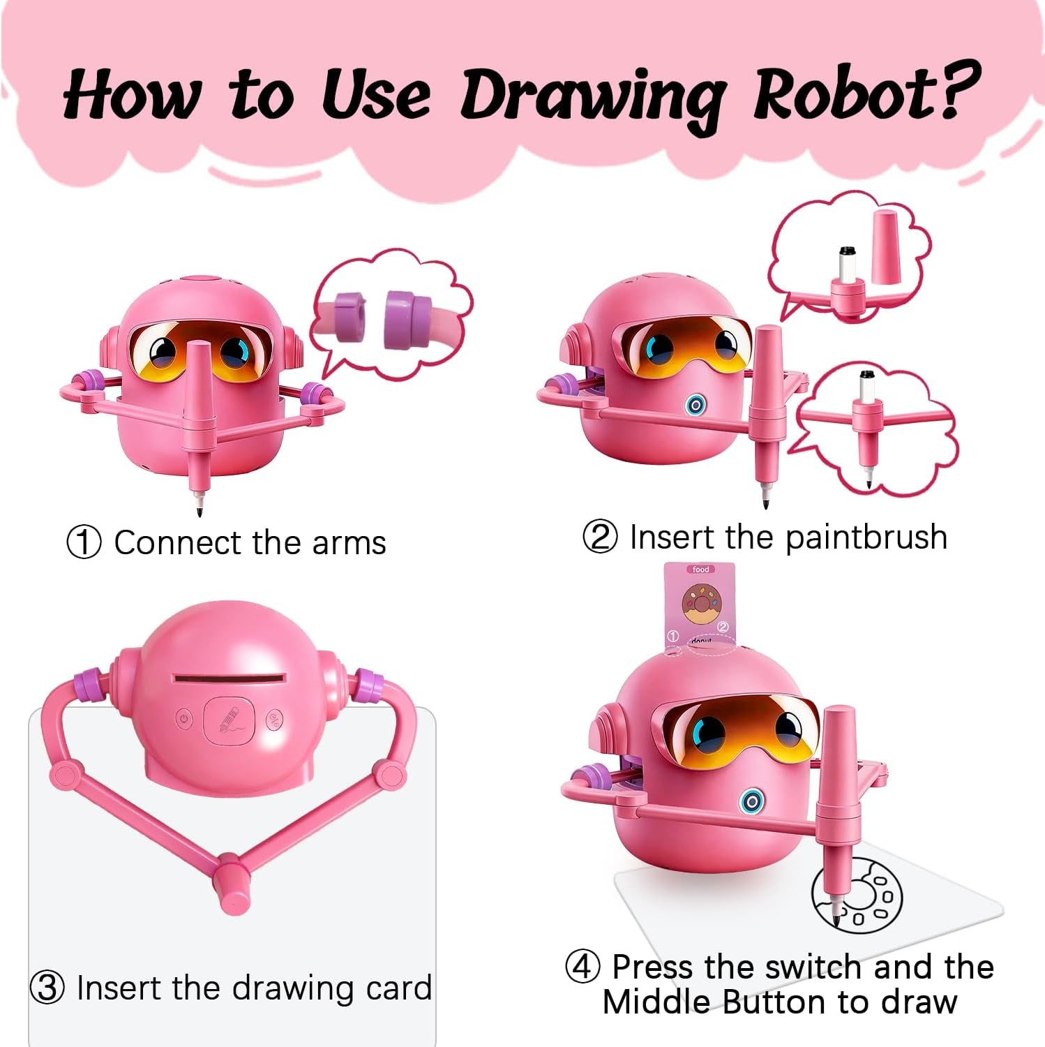 🎁 Kids Drawing Robot Set | 100 Activity Cards + 12 Pens | 🎨 Montessori Early Learning Toy | 📚 Perfect Gift Ages 3‑12