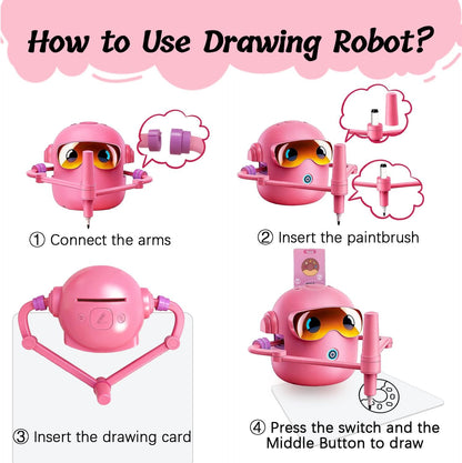 🎁 Kids Drawing Robot Set | 100 Activity Cards + 12 Pens | 🎨 Montessori Early Learning Toy | 📚 Perfect Gift Ages 3‑12