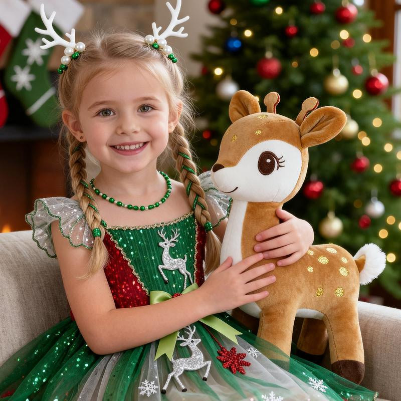 Sika Deer Doll Stuffed Animal Toys Plush Christmas Deer Christmas Decoration Christmas Toy Brawn 12"