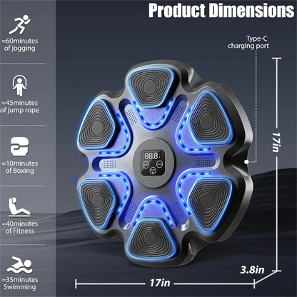 Upgraded Adult Smart Music Boxing Machine, Boxing Music Fitness Machine with Smart Display and Boxing Gloves, Smart Boxing Machine Wall-Mounted Music for Home and Gym (Black)