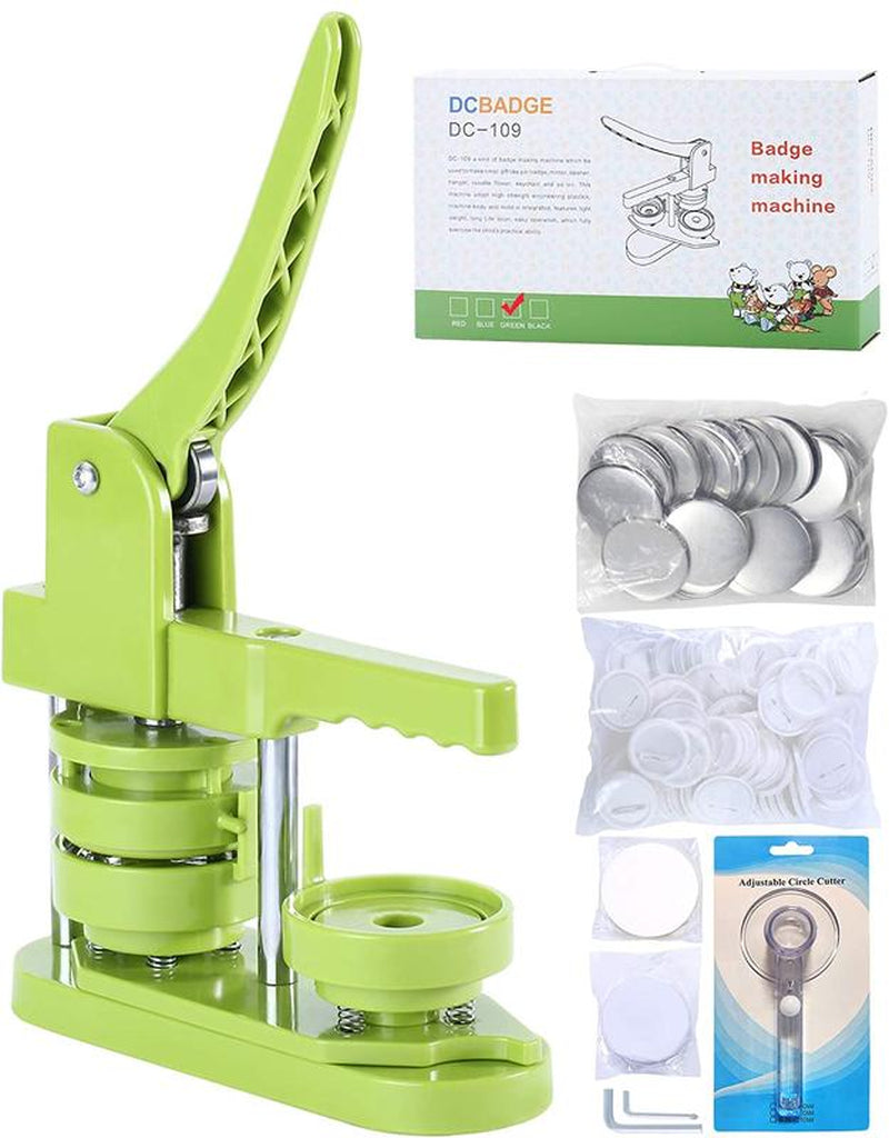 DCBADGE Button Maker Machine, (3Rd Gen) Installation-Free DIY Pin Button Maker, 58Mm(2.25 In)Button Badge Maker Press Machine Kit with Free 100Pcs Button Parts&Circle Cutter&Wrench Gadget