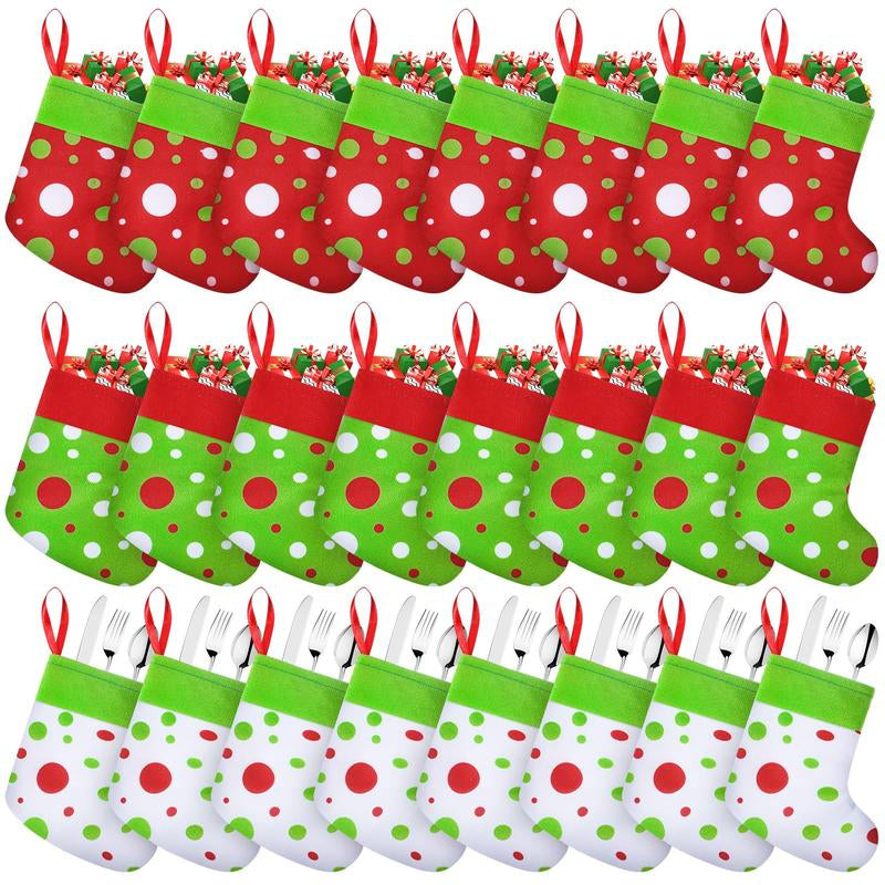 Christmas Stockings 24/4 Pcs Funny Green Furry Christmas Decor Large or Cute Dot Mini Xmas Stockings Candy Bag Christmas Gifts Stocking Stuffer Green Christmas Monster Decorations Party Festival Home Holiday Door Room Wall Fireplace Hanging Ornaments