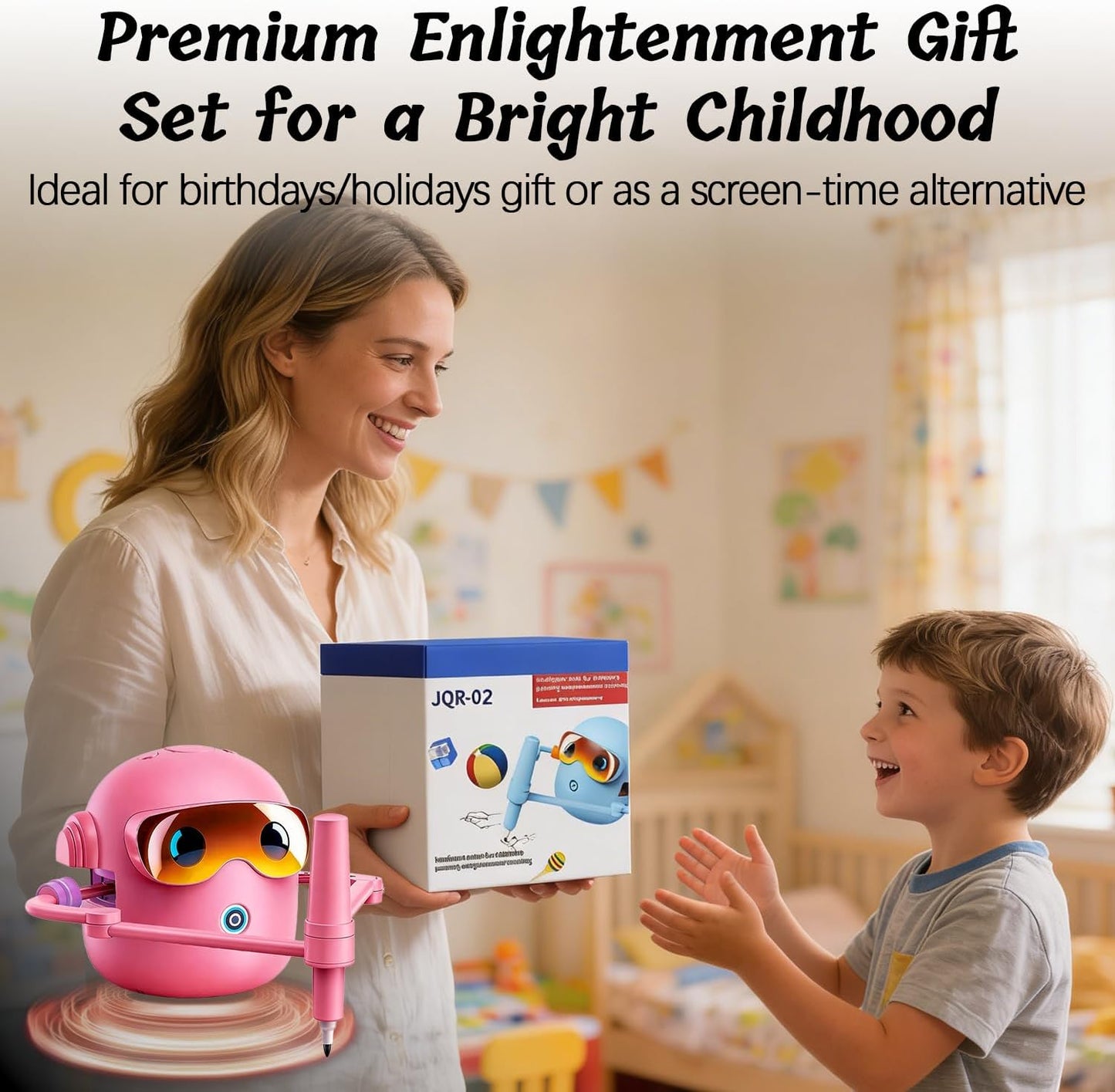 🎁 Kids Drawing Robot Set | 100 Activity Cards + 12 Pens | 🎨 Montessori Early Learning Toy | 📚 Perfect Gift Ages 3‑12