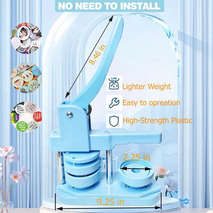 DCBADGE Button Maker Machine, (3Rd Gen) Installation-Free DIY Pin Button Maker, 58Mm(2.25 In)Button Badge Maker Press Machine Kit with Free 100Pcs Button Parts&Circle Cutter&Wrench Gadget