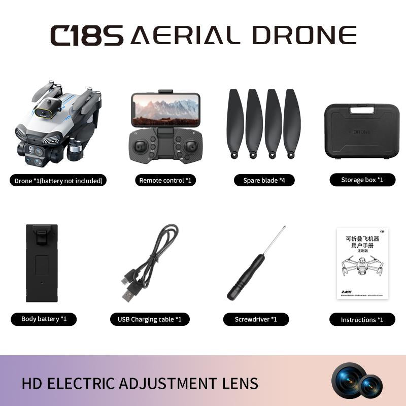 Aerial Drone 2025 C13S Pro GPS Drone 4K UHD EIS Camera 5G Wifi FPV Brushless Motors Optical Flow Obstacle Avoidance Auto Return 360° Stunt Roll Easy Play One Click Automatic 【C13S】Two Batteries