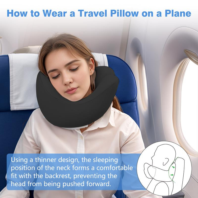 Jiaao 2-In-1 Travel Neck Pillow with 3D Eye Masks & Earplugs - Comfortable Memory Foam U-Shaped Pillow for Airplanes & Naps - Adjustable Velcro & Removable Pillowcase - Portable Storage Bag Included