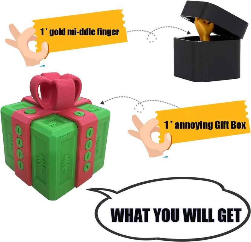 The Ultimate Prank Gift Box with Middle Finger Surprise - Hilarious 3D Printed Gag for Birthdays, Christmas, and Halloween!