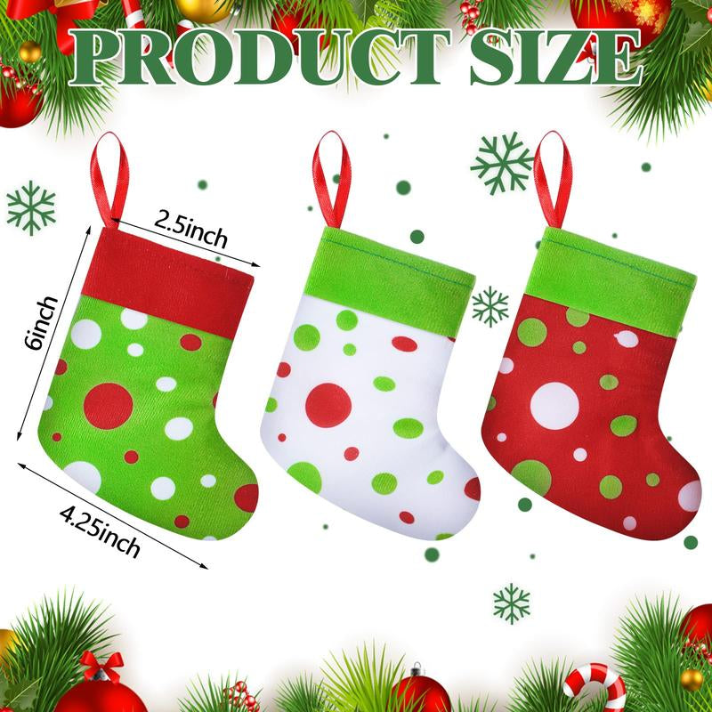 Christmas Stockings 24/4 Pcs Funny Green Furry Christmas Decor Large or Cute Dot Mini Xmas Stockings Candy Bag Christmas Gifts Stocking Stuffer Green Christmas Monster Decorations Party Festival Home Holiday Door Room Wall Fireplace Hanging Ornaments