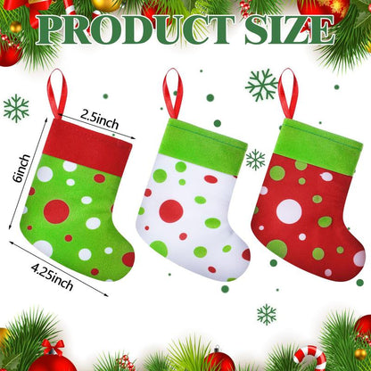 Christmas Stockings 24/4 Pcs Funny Green Furry Christmas Decor Large or Cute Dot Mini Xmas Stockings Candy Bag Christmas Gifts Stocking Stuffer Green Christmas Monster Decorations Party Festival Home Holiday Door Room Wall Fireplace Hanging Ornaments