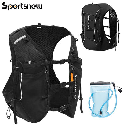 Sportsnew Running Vest for Women Men, Lightweight 10L Hydration Backpack with Waterproof Phone Pocket, 2L Water Bladder or 500Ml Soft Flasks, Breathable Pack for Hiking Trail Running Cycling Marathon Outdoor Race Bikes Road Bikes