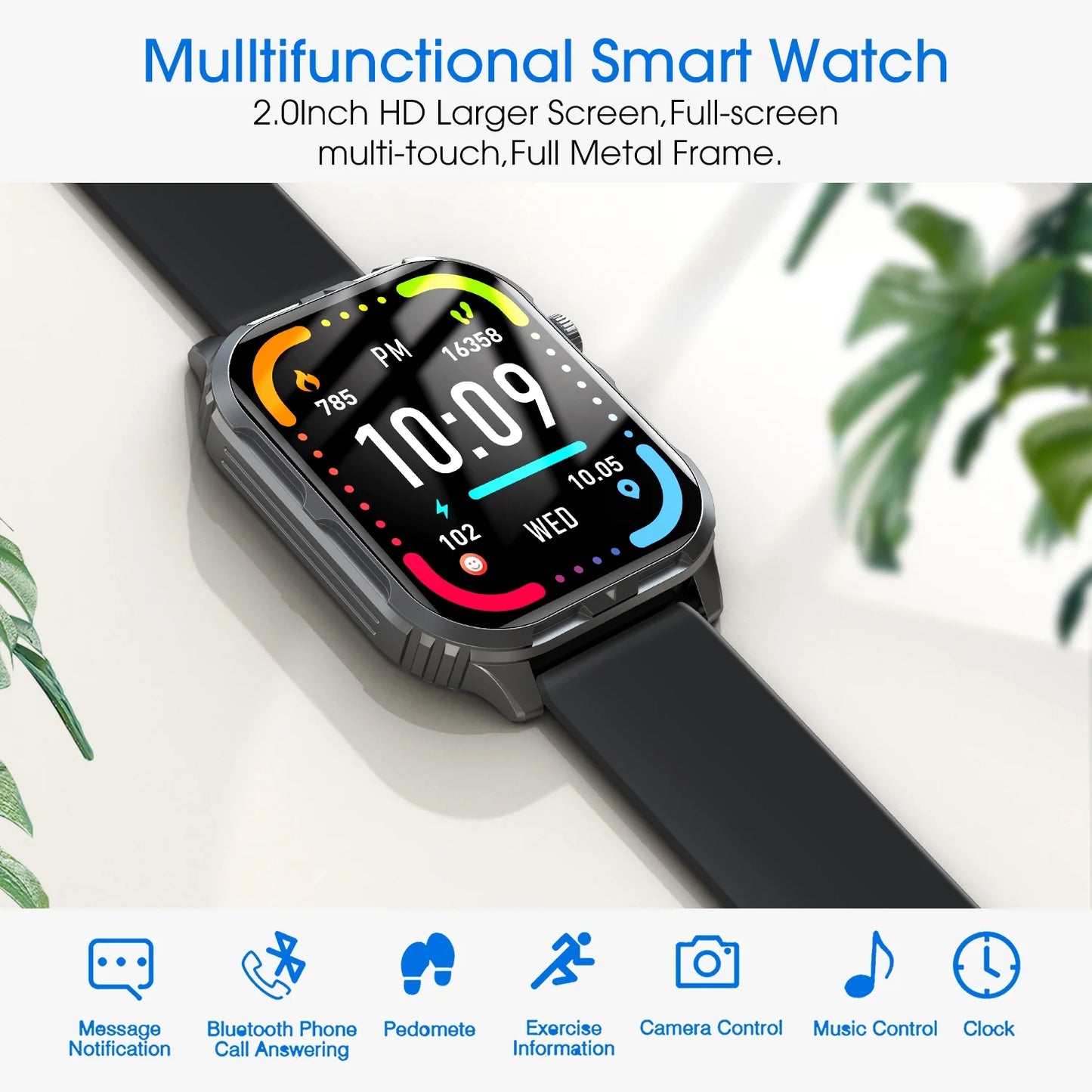 Smart Watch , H5 IP68 Waterproof Smartwatch for Women Men , Smart Watch with Bluetooth Call, Answer Make Calls , Black
