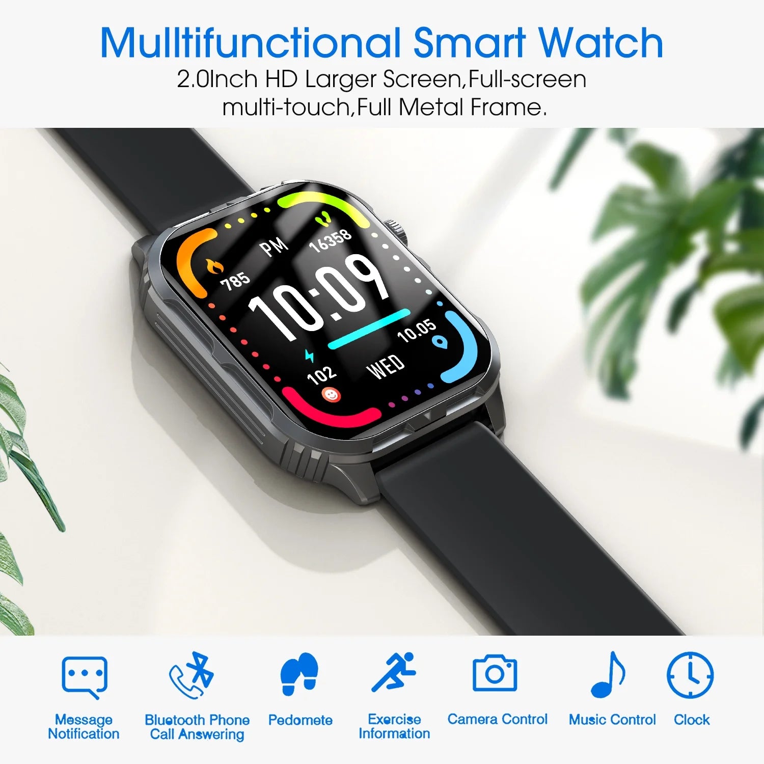 Smart Watch , H5 IP68 Waterproof Smartwatch for Women Men , Smart Watch with Bluetooth Call, Answer Make Calls , Black