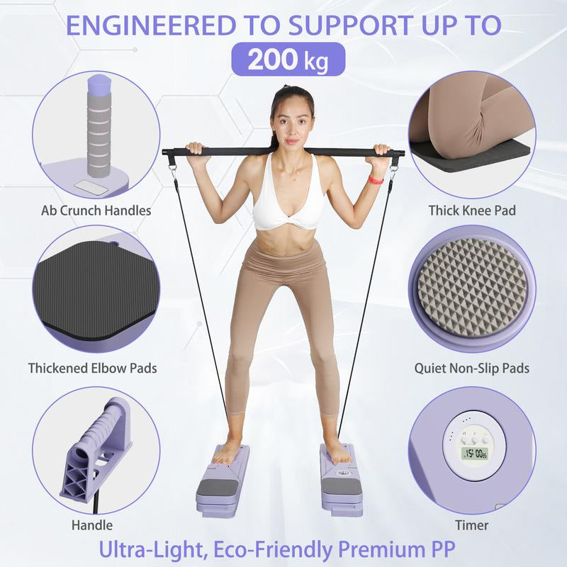 BIGWET 8-In-1 Multi-Functional Board Does It ALL! Foldable Ab Board with Elbow Support for Pilates & Planks. Your All-In-One Home Gym .Pilatesboard .Homegym