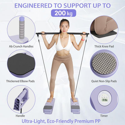 BIGWET 8-In-1 Multi-Functional Board Does It ALL! Foldable Ab Board with Elbow Support for Pilates & Planks. Your All-In-One Home Gym .Pilatesboard .Homegym