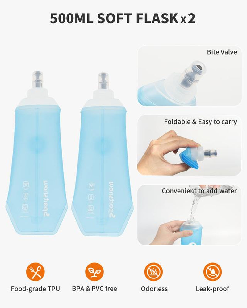 Sportsnew Running Vest for Women Men, Lightweight 10L Hydration Backpack with Waterproof Phone Pocket, 2L Water Bladder or 500Ml Soft Flasks, Breathable Pack for Hiking Trail Running Cycling Marathon Outdoor Race Bikes Road Bikes