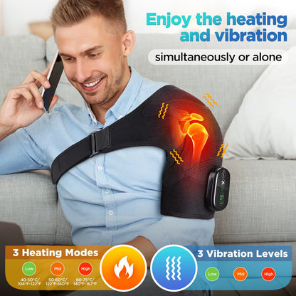 Heated Shoulder Massager Machine Eletric Vibration Heating Shoulder Massage Heater Belt Arm Hand Relaxation Pad Warmer