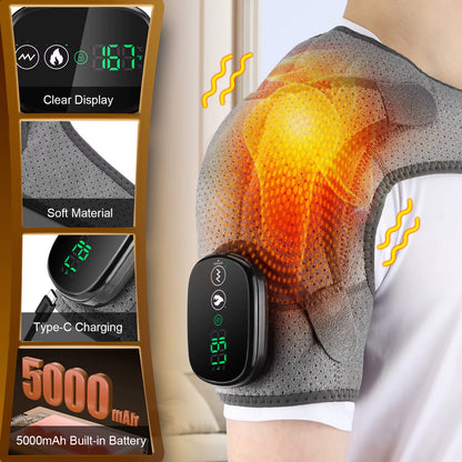 Heated Shoulder Massager Machine Eletric Vibration Heating Shoulder Massage Heater Belt Arm Hand Relaxation Pad Warmer