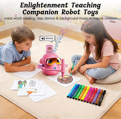 🎁 Kids Drawing Robot Set | 100 Activity Cards + 12 Pens | 🎨 Montessori Early Learning Toy | 📚 Perfect Gift Ages 3‑12