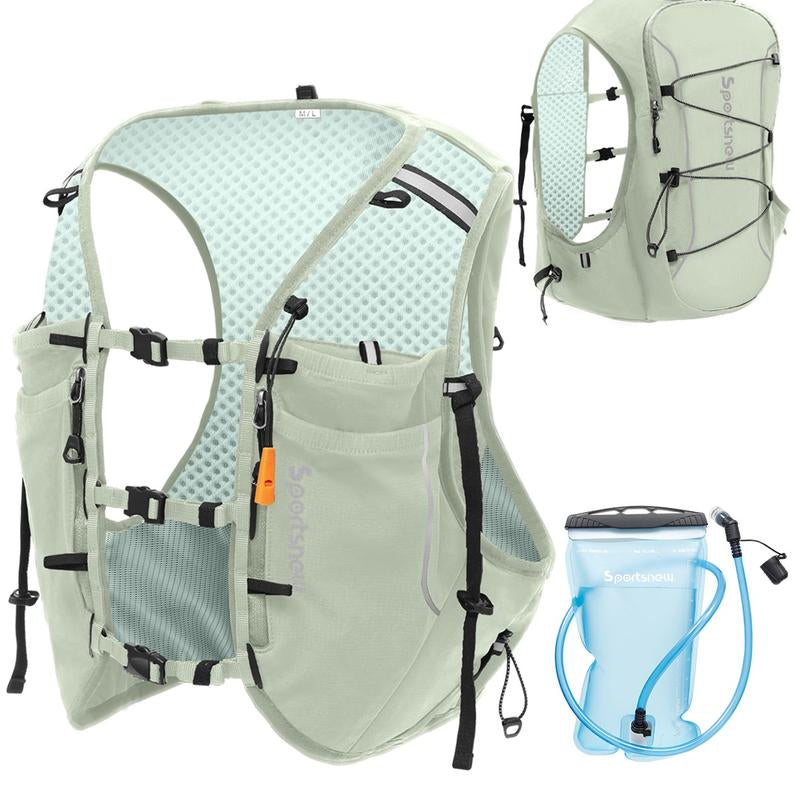 Sportsnew Running Vest for Women Men, Lightweight 10L Hydration Backpack with Waterproof Phone Pocket, 2L Water Bladder or 500Ml Soft Flasks, Breathable Pack for Hiking Trail Running Cycling Marathon Outdoor Race Bikes Road Bikes
