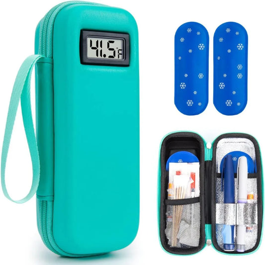 Insulin Cooler Travel Case with Thermometer Display Medicine Organizer Bag Waterproof Insulin Cooling Bag for Diabetics