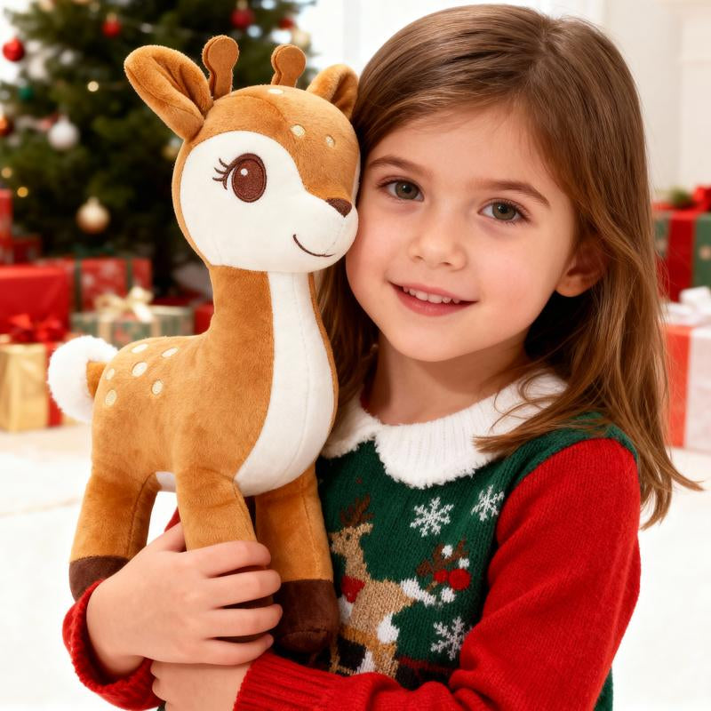 Sika Deer Doll Stuffed Animal Toys Plush Christmas Deer Christmas Decoration Christmas Toy Brawn 12"