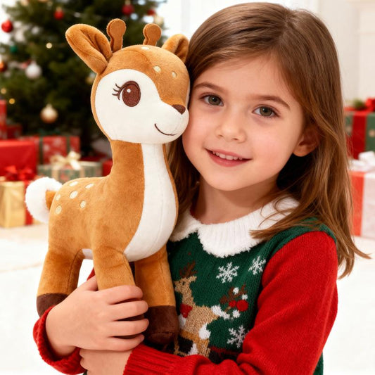 Sika Deer Doll Stuffed Animal Toys Plush Christmas Deer Christmas Decoration Christmas Toy Brawn 12"