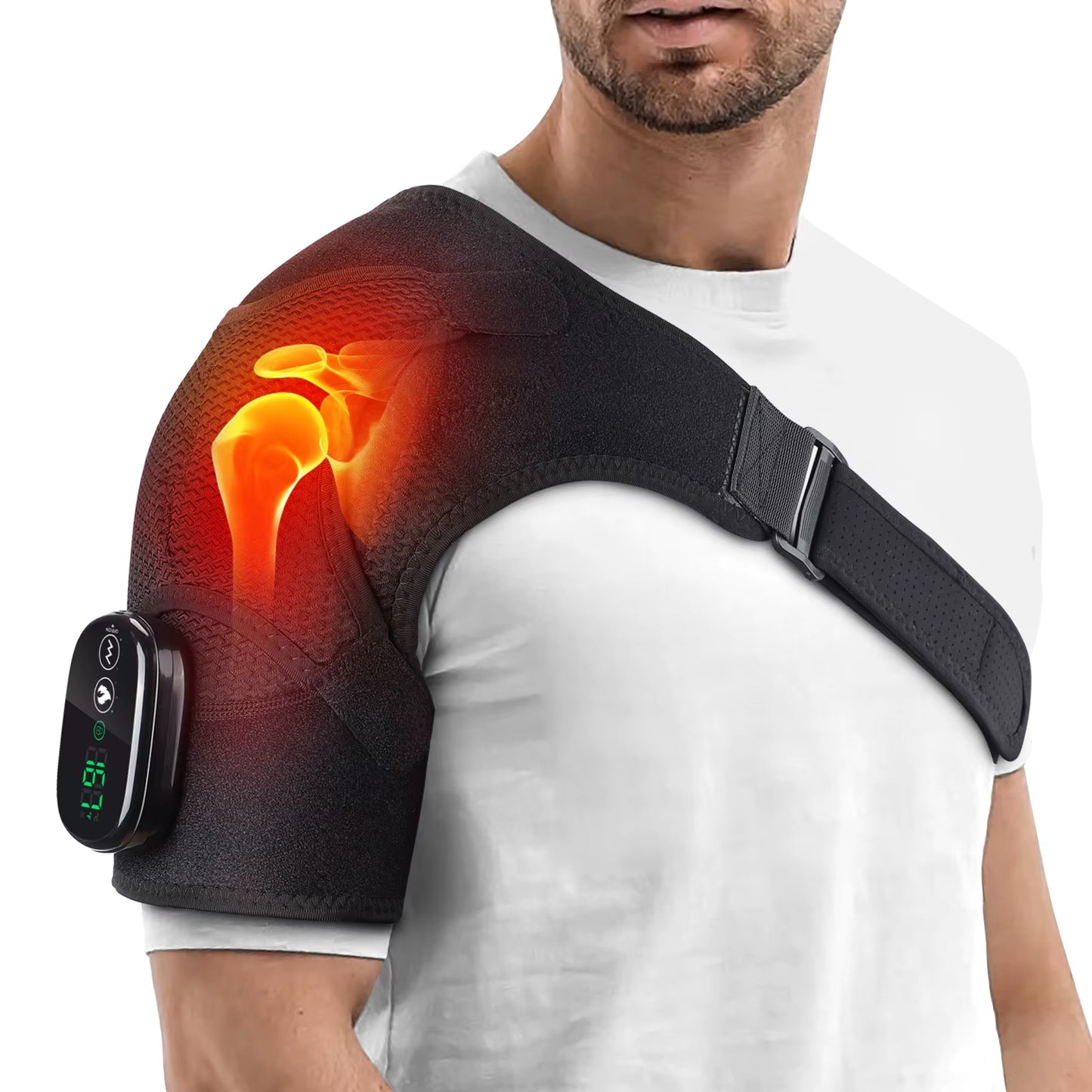 Heated Shoulder Massager Machine Eletric Vibration Heating Shoulder Massage Heater Belt Arm Hand Relaxation Pad Warmer