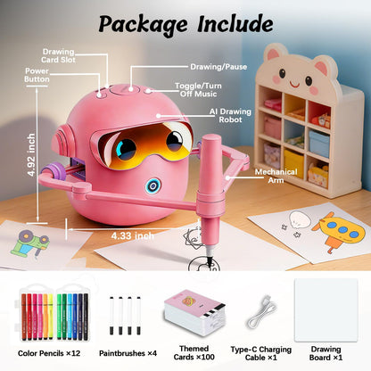🎁 Kids Drawing Robot Set | 100 Activity Cards + 12 Pens | 🎨 Montessori Early Learning Toy | 📚 Perfect Gift Ages 3‑12